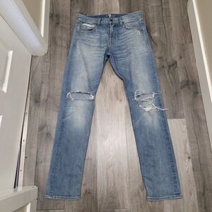 7 For All Mankind Paxtyn Cotton Blend Distressed Jeans